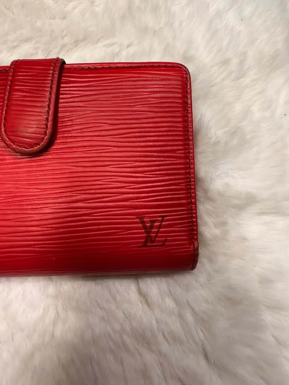 Louis Vuitton Castillan Red Epi Leather French Purse Wallet